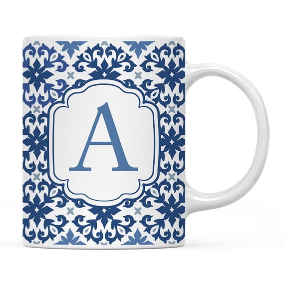 Koyal Wholesale Ceramic Coffee Mug, Moroccan Monogram A
