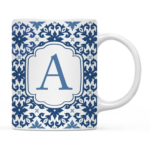 Koyal Wholesale Ceramic Coffee Mug, Moroccan Monogram  A