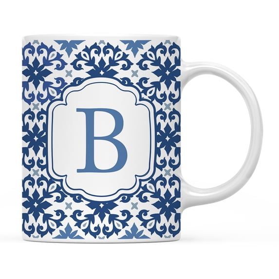 Koyal Wholesale Ceramic Coffee Mug, Moroccan Monogram B