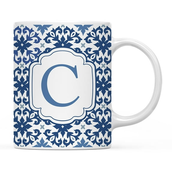 Koyal Wholesale Ceramic Coffee Mug, Moroccan Monogram C