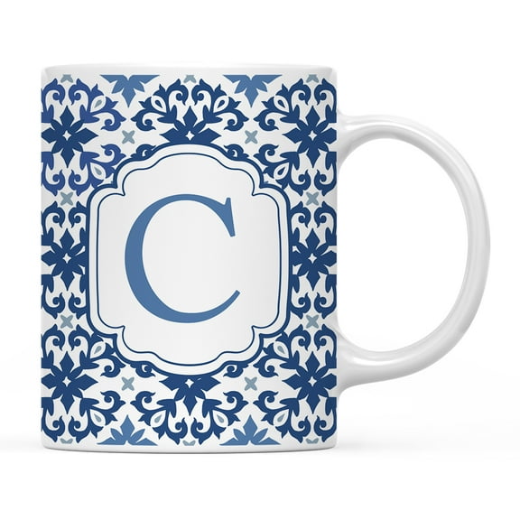 Koyal Wholesale Ceramic Coffee Mug, Moroccan Monogram C