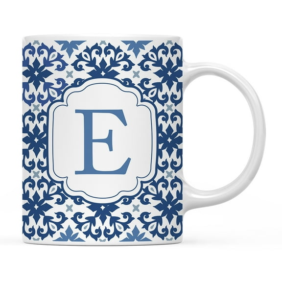 Koyal Wholesale Ceramic Coffee Mug, Moroccan Monogram E