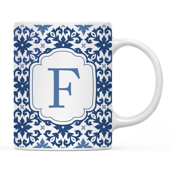 Koyal Wholesale Ceramic Coffee Mug, Moroccan Monogram F