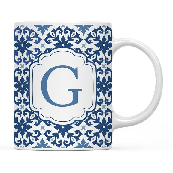 Koyal Wholesale Ceramic Coffee Mug, Moroccan Monogram G