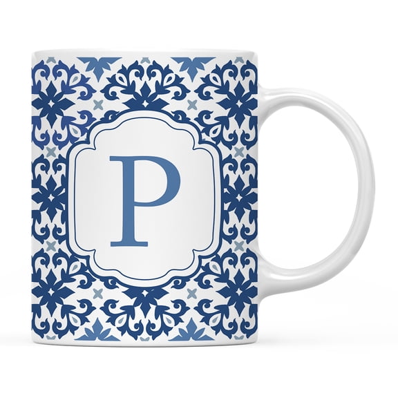 Koyal Wholesale Ceramic Coffee Mug, Moroccan Monogram P