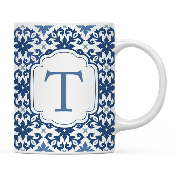 Koyal Wholesale Ceramic Coffee Mug, Moroccan Monogram T