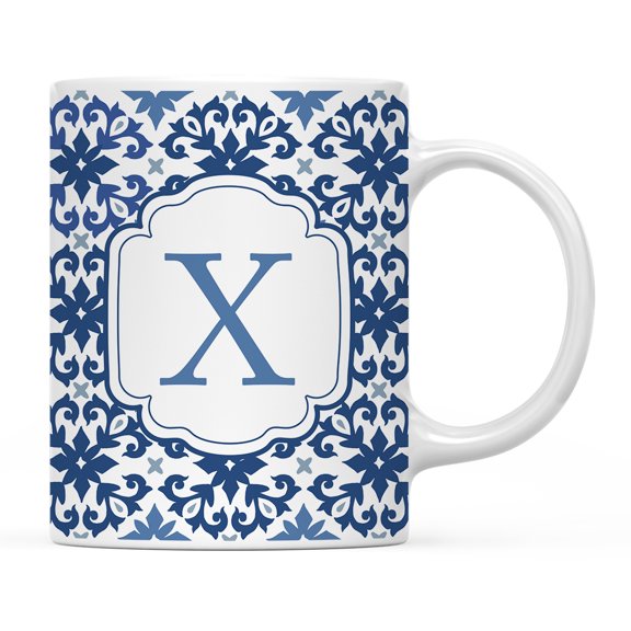 Koyal Wholesale Ceramic Coffee Mug, Moroccan Monogram X