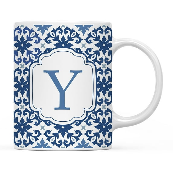 Koyal Wholesale Ceramic Coffee Mug, Moroccan Monogram Y