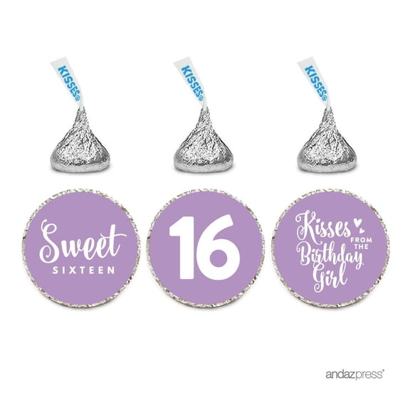 Koyal Wholesale Chocolate Drop Labels, Sweet 16 Birthday, Lavender, 216-Pack