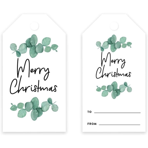 Koyal Wholesale Christmas Gift Tags Merry Christmas Eucalyptus Leaves Design 60-Pack
