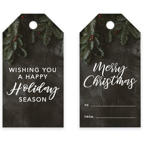 Koyal Wholesale Christmas Gift Tags Merry Christmas Green Tree Branch 60-Pack