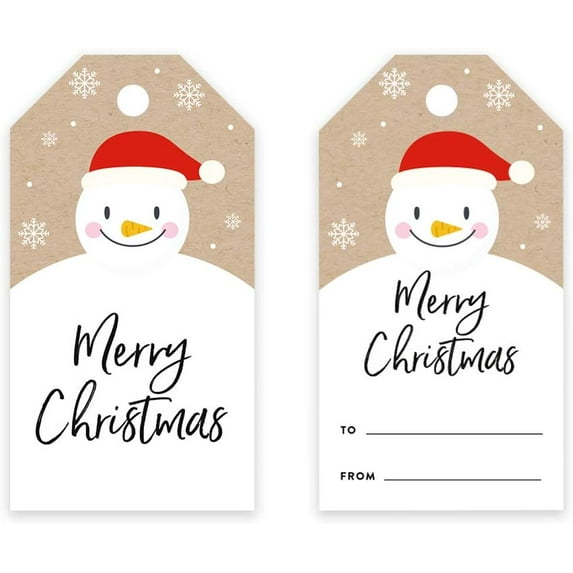 Koyal Wholesale Christmas Gift Tags Merry Christmas Happy Snowman Santa Hat 60-Pack