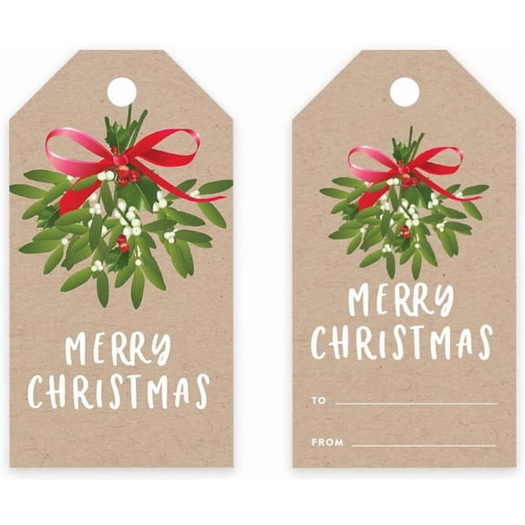 Koyal Wholesale Christmas Gift Tags Merry Christmas Kraft Mistletoe Tags 60-Pack