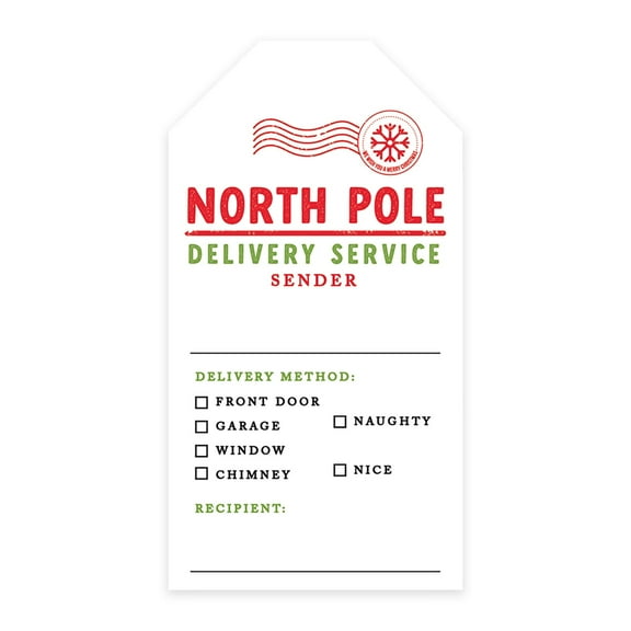 Koyal Wholesale Christmas Self Adhesive Gift Sticker Labels Classic Gift Labels, North Pole Delivery Service, Set of 20