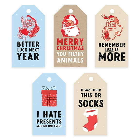 Koyal Wholesale Classic Funny Christmas Gift Tags with String Classic Humorous Card Stock Sarcastic Gag Gift, 20-Pack