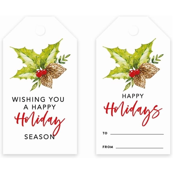 Koyal Wholesale Classic Gift Tags Holly Leaf Holiday Events Tags 60-Pack