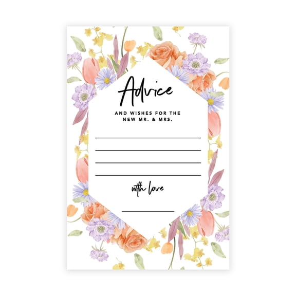 Koyal Wholesale Classic Spring Florals Wedding Advice & Well Wishes Guest Book Cards for Bride and Groom, 56 Pack