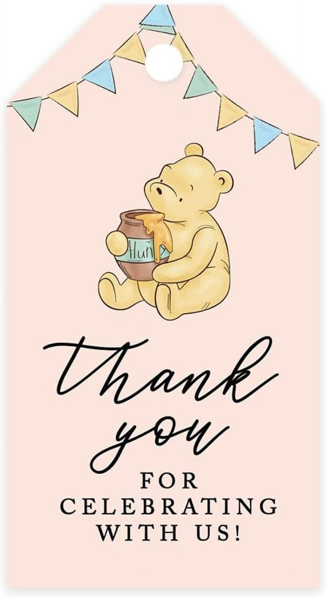 Koyal Wholesale 20pcs Classic Winnie The Pooh Baby Shower Favor Tags Pink Thank You for Celebrating with Us Gift Tags