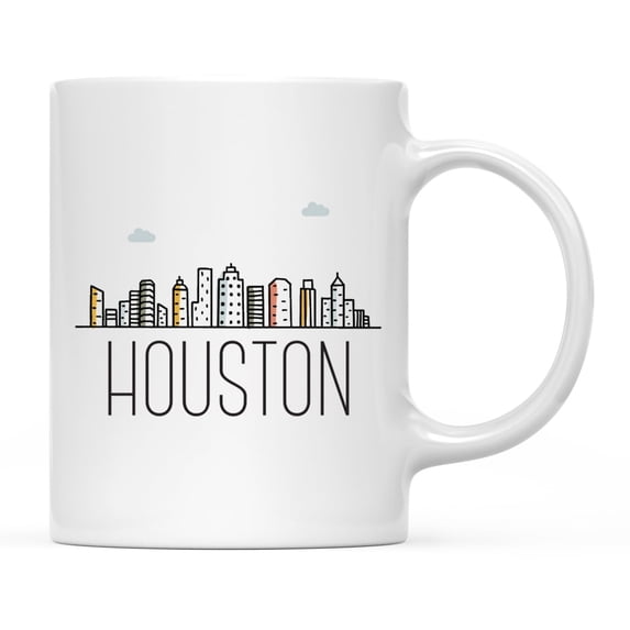 Koyal Wholesale Colorful City Skyline Graphic Ceramic Coffee Mug, Houston