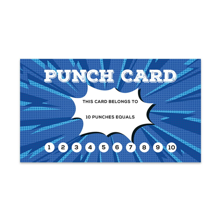 Andaz Press Comic Style Reward Punch Cards, Loyalty Cards for Small Business Customers, 100-Pack, White