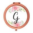 thumbnail image 1 of Koyal Wholesale Compact Mirror Bridesmaid's Wedding Gift, Rose Gold, Monogram Letter G, Peach and Pink Roses, 1-Pack, 1 of 5