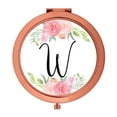 thumbnail image 1 of Koyal Wholesale Compact Mirror Bridesmaid's Wedding Gift, Rose Gold, Monogram Letter W, Peach and Pink Roses, 1-Pack, 1 of 5