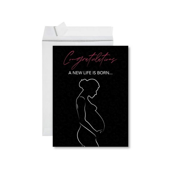 Koyal Wholesale Congratulations Jumbo Card With Envelope, A New Life Is Born, New Baby Pregnancy Announcement, 1-Pack