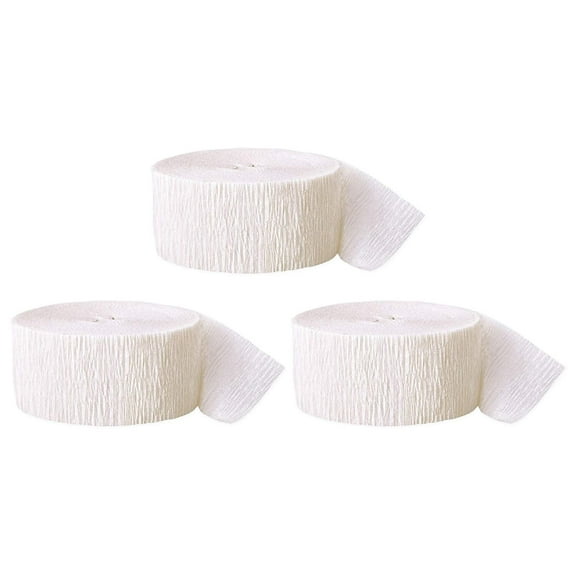 Koyal Wholesale Crepe Paper Streamer Hanging Party Decorations Kit, 240-Feet, White, 1-Pack, 3-Rolls