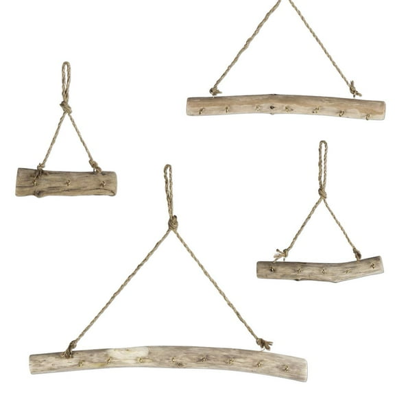 Koyal Wholesale Driftwood Jewelry Holders, Set of 4 Jewelry Hangers, Wall Mounted Boho Jewelry Display