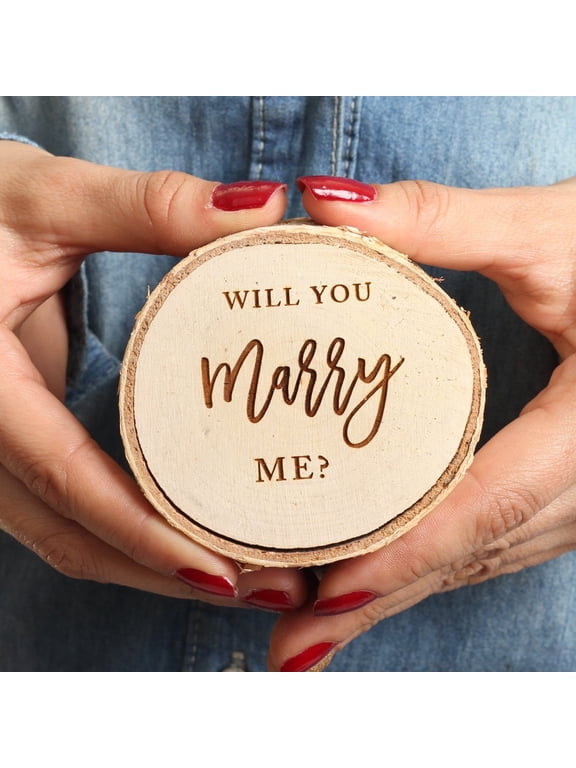 Engraved Ring Box, Birch Real Wood Engagement Ring Box, Will You Marry Me?, Wedding Proposal Box