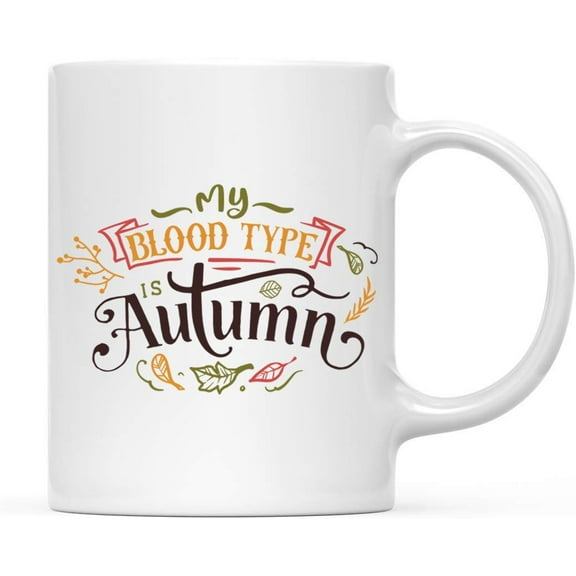 Koyal Wholesale Fall Autumn Season 11oz. Coffee Mug Gift, My Blood Type is Autumn, 1-Pack