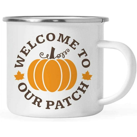Koyal Wholesale Fall Autumn Season Stainless Steel Campfire Coffee Mug , Welcome to Our Patch, Pumpking Graphic, 1-Pack