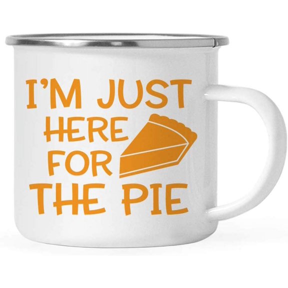 Koyal Wholesale Fall Autumn Season Stainless Steel Campfire Mug , I'm Just Here for the Pie, Pumpkin Pie Slice Graphic