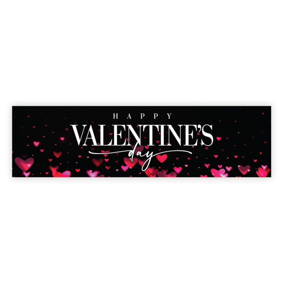 Koyal Wholesale Fuchsia Hearts Happy Valentines Day Banner Cute Party & Office Decorations 13x48