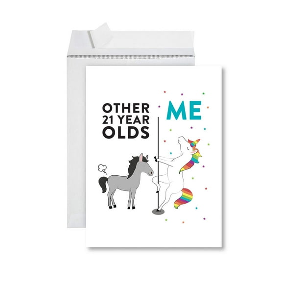 Koyal Wholesale Funny  All Occasion Jumbo Card, Horse Unicorn, Blank Greeting Card with Envelope, 21 Year Olds, Set of 1