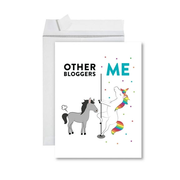 Koyal Wholesale Funny All Occasion Jumbo Card, Horse Unicorn, Blank Greeting Card with Envelope, Bloggers, Set of 1