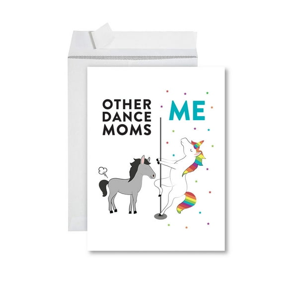 Koyal Wholesale Funny All Occasion Jumbo Card, Horse Unicorn, Blank Greeting Card with Envelope, Dance Moms, Set of 1