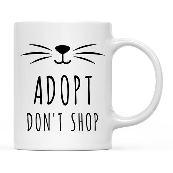 Koyal Wholesale Funny Cat Lover Ceramic Coffee Mug, Adopt Don't Shop