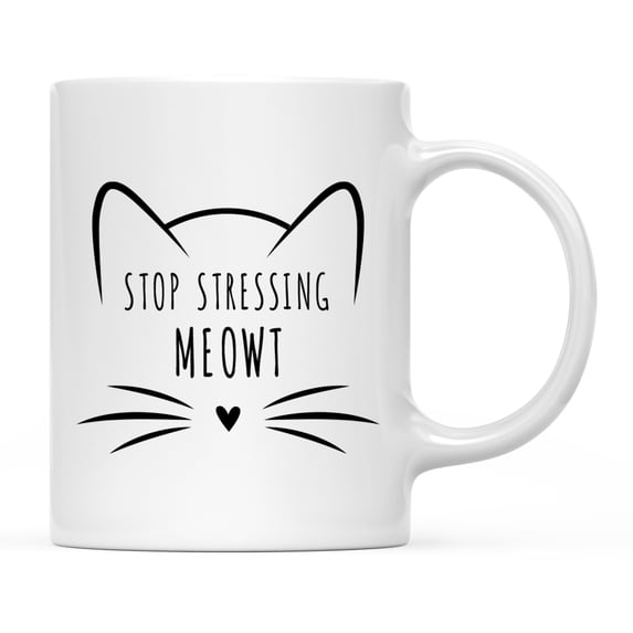 Koyal Wholesale Funny Cat Lover Ceramic Coffee Mug, Stop Stressing Me Meowt