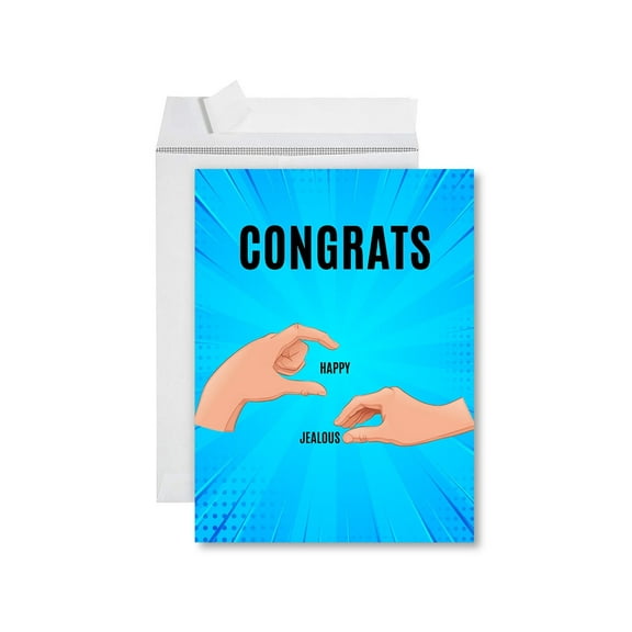 Koyal Wholesale Funny Congratulations Jumbo Card With Envelope, Happy, Jealous, Engagement, Pregnancy, Graduation, 1-Pk