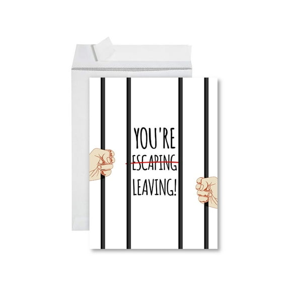 Koyal Wholesale Funny Farewell Jumbo Card You're Escaping 8.5 x 11 inch Blank Goodbye Greeting Card with Envelope 1-Pk