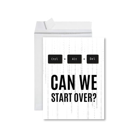 Koyal Wholesale Funny I'm Sorry Jumbo Card Can We Start Over? Blank I'm Sorry Greeting Card with Envelope 1-Pk
