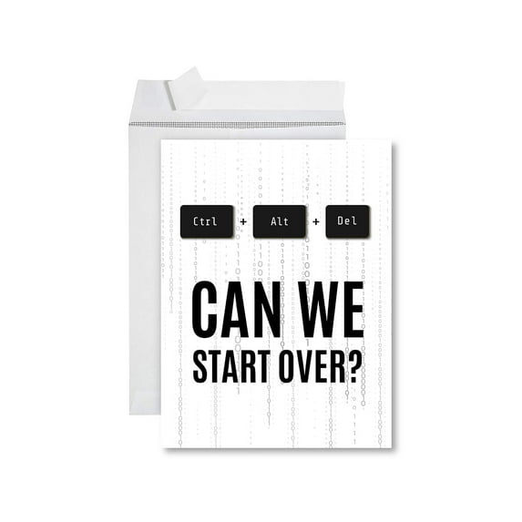 Koyal Wholesale Funny I'm Sorry Jumbo Card Can We Start Over? Blank I'm Sorry Greeting Card with Envelope 1-Pk