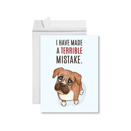 Koyal Wholesale Funny I'm Sorry Jumbo Card Made a Terrible Mistake Blank I'm Sorry Greeting Card with Envelope 1-Pk