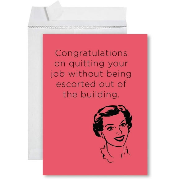 Koyal Wholesale Funny Jumbo New Job Card With Envelope 8.5 x 11 inch, Farewell Retirement Office, Quitting Your Job