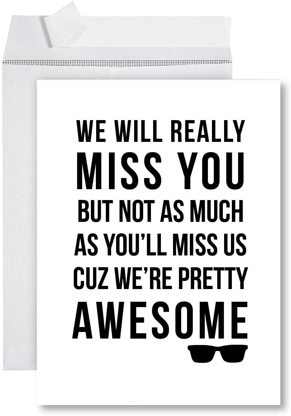 Koyal Wholesale Funny Jumbo Retirement Card With Envelope 8.5 x 11 inch, Farewell Office, Miss You, We're Pretty Awesome