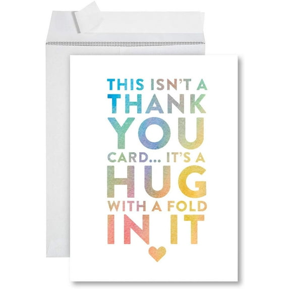 Koyal Wholesale Funny Jumbo Thank You Card With Envelope 8.5 x 11 inch, Big Greeting Card, Hug With A Fold In It