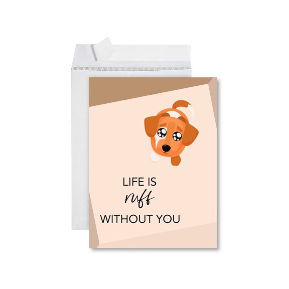 Koyal Wholesale Funny Miss You Jumbo Card, Life Is Ruff Without You Blank We Miss You Greeting Card with Envelope 1-Pk