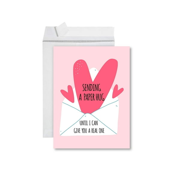 Koyal Wholesale Funny Miss You Jumbo Card Sending A Paper Hug 8.5 x 11 inch Miss You Greeting Card with Envelope 1-Pk