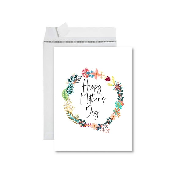 Koyal Wholesale Funny Mother's Day Jumbo Card With Envelope, Happy Mother's Day Floral Wreath, Set of 1